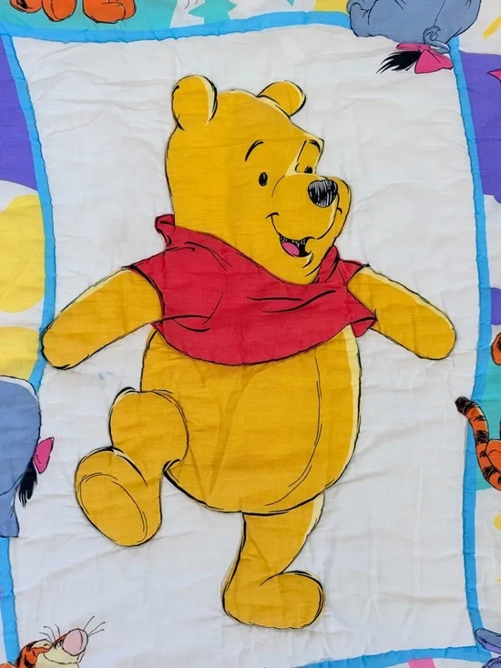 Vintage 1994 Disney Winnie the Pooh Crib Blanket Quilt- Tigger - Piglet - Eeyore - Picture 5 of 15